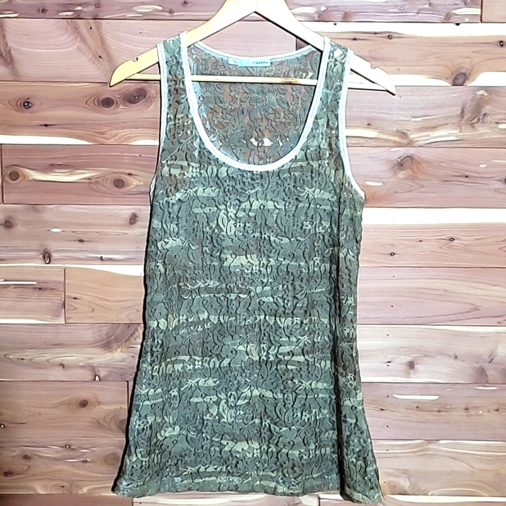 Maurices Lace Tank Top, Size L, Camo with Floral Pattern